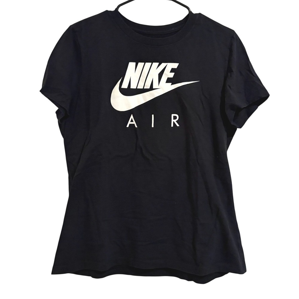 Nike Air Graphic T-Shirt Black White Logo Short Sleeve Crew Neck LARGE